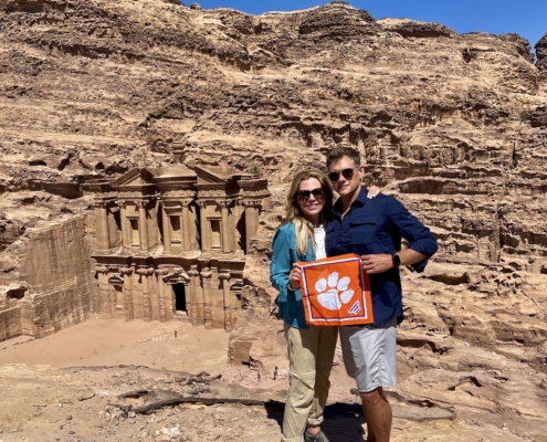 Tracy Starr \u201991 and Randy Naegele \u201993 visited Egypt and Petra in Jordan with friends to celebrate Randy\u2019s birthday last year.